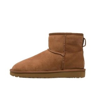 UGG Classic Mini II Women's Brown 1016222-CHE Leather Ankle Boots with Sheepskin