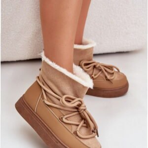 Step in style Women's Snow Boots Aziara 8933 Camel Faux Leather