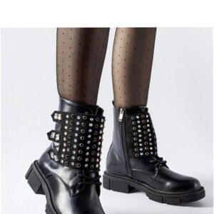Solea Black Ankle Boots Cento with Zirconia Decorations