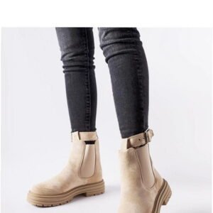 Solea Abela Ankle Boots Beige Decorative Strap Eco Leather