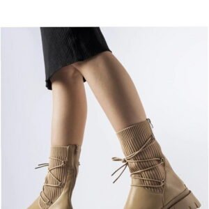 Solea Sock Boots Eliot Beige with Lacing 5.5 cm