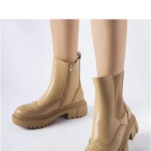 Solea Ankle Boots Beige with Stitching Solea