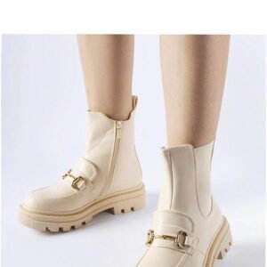 Solea Beige Ankle Boots with Visible Sailetto Protector