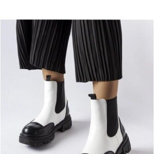 Solea Albany Slip-on Ankle Boots Black and White Eco Suede