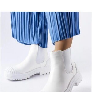 Solea White Worker Boots with Rubber Insets