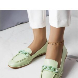 Solea Bobbie Green Moccasins with Chain