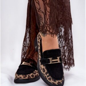 Step in style Moccasins Model Vinceza 66791 Black Leopard Print