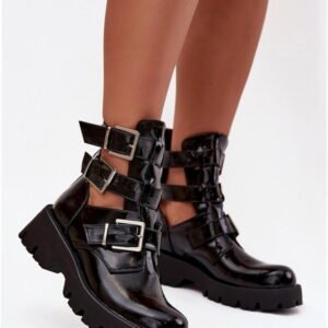 Step in style Ankle Boots Helisse 7631A Black Patent Eco Leather