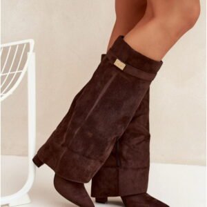 Step in style Women's Knee-High Boots Model Evyra LQ-136/CLS-370 Chocolate Suede Height 40 cm