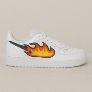 Nike Air Force 1 '07 Triple White CW2288-111 – Custom Hand-Painted "Yellow Flame" Edition