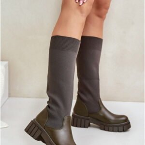 Step in style Knee Boots Model Mesidra RQ438 Dark Green High Shaft 36 cm