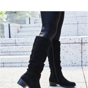 Solea Eco-suede Black Ruched Boots