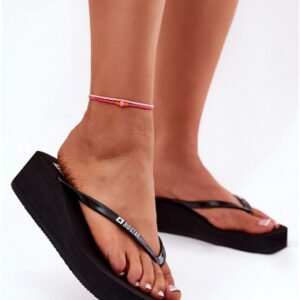 Big Star Flip Flops Model RR274A549 Black Wedge 5 cm