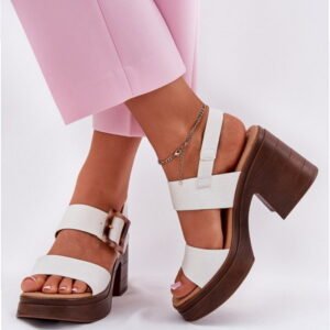 Vinceza Sandals Model 17387 White Heel Height 9 cm