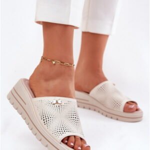 Step in style Sandal Slippers Model Vinceza 41477 Beige Wedge Height